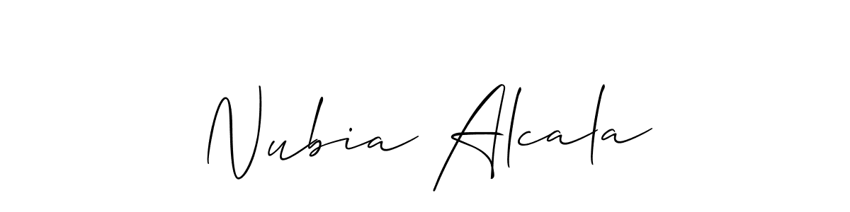 Make a beautiful signature design for name Nubia Alcala. With this signature (Allison_Script) style, you can create a handwritten signature for free. Nubia Alcala signature style 2 images and pictures png
