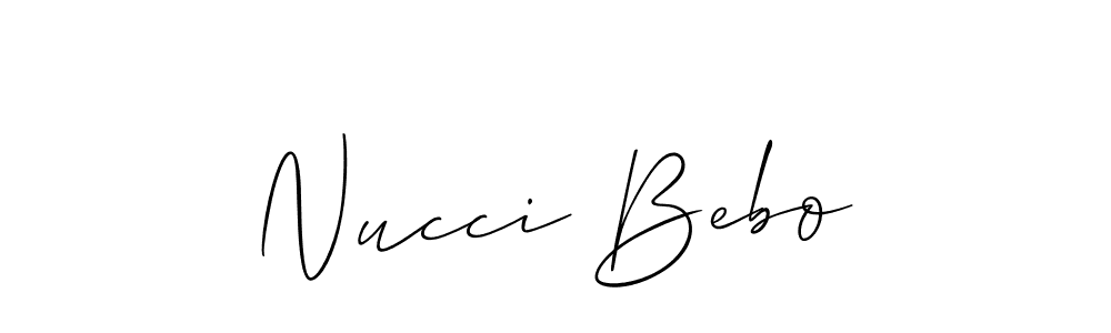 It looks lik you need a new signature style for name Nucci Bebo. Design unique handwritten (Allison_Script) signature with our free signature maker in just a few clicks. Nucci Bebo signature style 2 images and pictures png