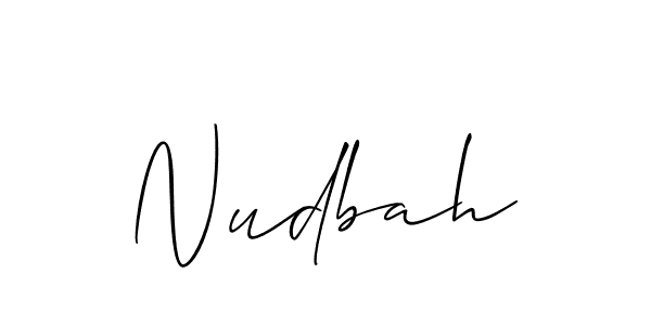 The best way (Allison_Script) to make a short signature is to pick only two or three words in your name. The name Nudbah include a total of six letters. For converting this name. Nudbah signature style 2 images and pictures png