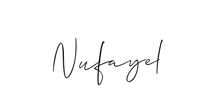 Use a signature maker to create a handwritten signature online. With this signature software, you can design (Allison_Script) your own signature for name Nufayel. Nufayel signature style 2 images and pictures png
