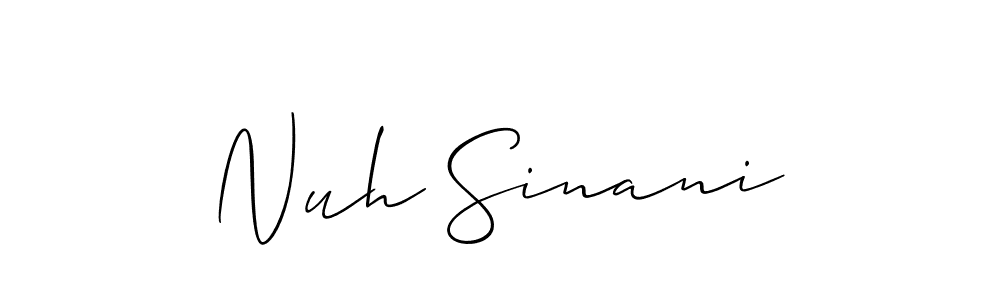 Allison_Script is a professional signature style that is perfect for those who want to add a touch of class to their signature. It is also a great choice for those who want to make their signature more unique. Get Nuh Sinani name to fancy signature for free. Nuh Sinani signature style 2 images and pictures png
