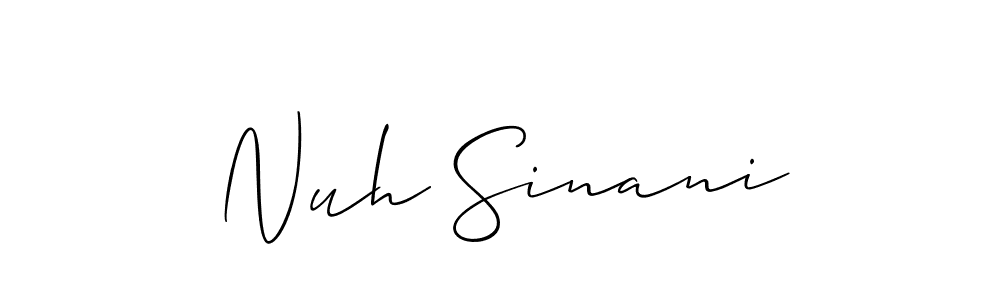 Allison_Script is a professional signature style that is perfect for those who want to add a touch of class to their signature. It is also a great choice for those who want to make their signature more unique. Get Nuh Sinani name to fancy signature for free. Nuh Sinani signature style 2 images and pictures png