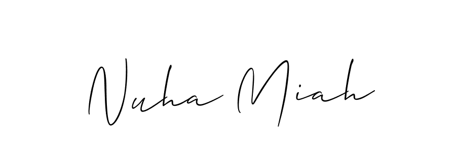 You should practise on your own different ways (Allison_Script) to write your name (Nuha Miah) in signature. don't let someone else do it for you. Nuha Miah signature style 2 images and pictures png