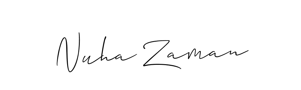 Design your own signature with our free online signature maker. With this signature software, you can create a handwritten (Allison_Script) signature for name Nuha Zaman. Nuha Zaman signature style 2 images and pictures png