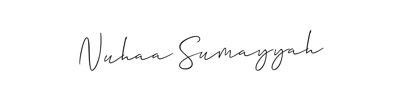 Check out images of Autograph of Nuhaa Sumayyah name. Actor Nuhaa Sumayyah Signature Style. Allison_Script is a professional sign style online. Nuhaa Sumayyah signature style 2 images and pictures png