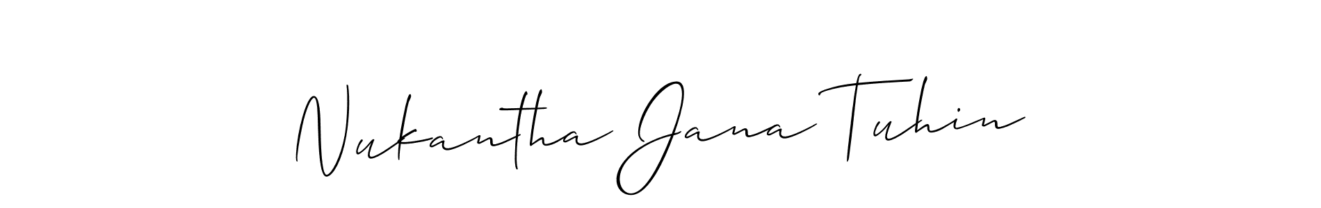 Make a short Nukantha Jana Tuhin signature style. Manage your documents anywhere anytime using Allison_Script. Create and add eSignatures, submit forms, share and send files easily. Nukantha Jana Tuhin signature style 2 images and pictures png