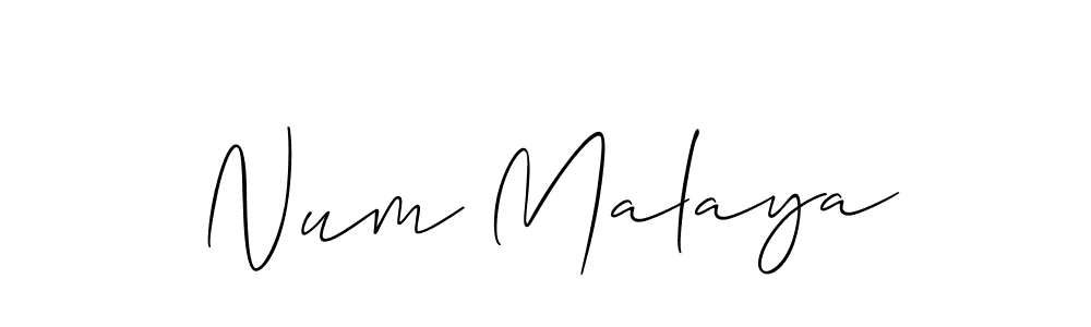 Design your own signature with our free online signature maker. With this signature software, you can create a handwritten (Allison_Script) signature for name Num Malaya. Num Malaya signature style 2 images and pictures png