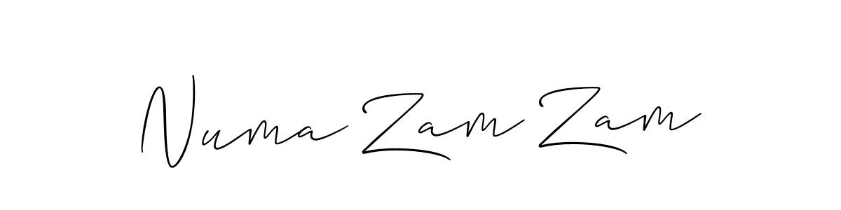 Make a beautiful signature design for name Numa Zam Zam. With this signature (Allison_Script) style, you can create a handwritten signature for free. Numa Zam Zam signature style 2 images and pictures png