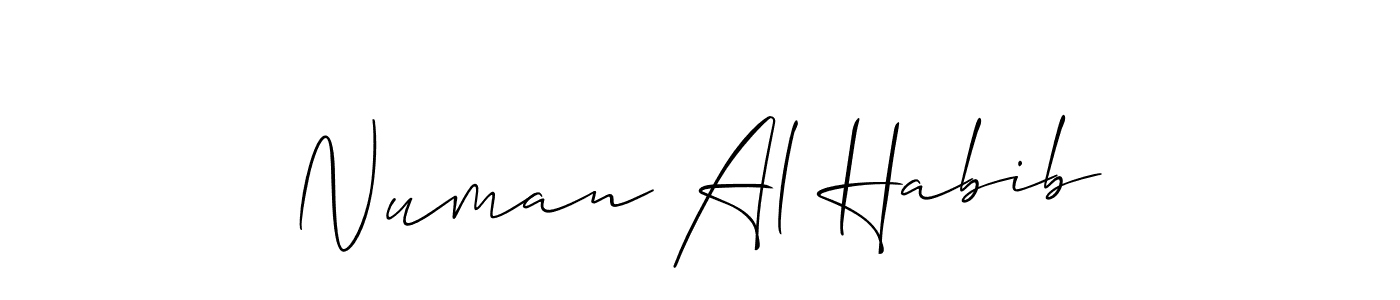 Make a beautiful signature design for name Numan Al Habib. With this signature (Allison_Script) style, you can create a handwritten signature for free. Numan Al Habib signature style 2 images and pictures png