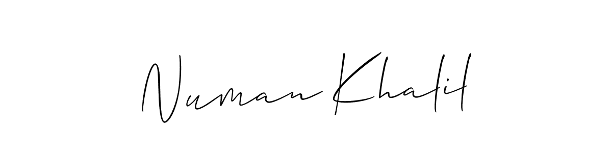 Make a beautiful signature design for name Numan Khalil. With this signature (Allison_Script) style, you can create a handwritten signature for free. Numan Khalil signature style 2 images and pictures png