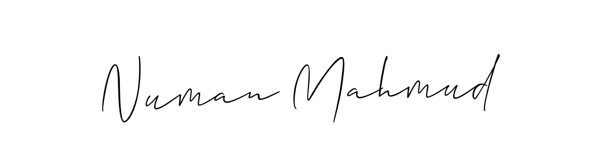 The best way (Allison_Script) to make a short signature is to pick only two or three words in your name. The name Numan Mahmud include a total of six letters. For converting this name. Numan Mahmud signature style 2 images and pictures png