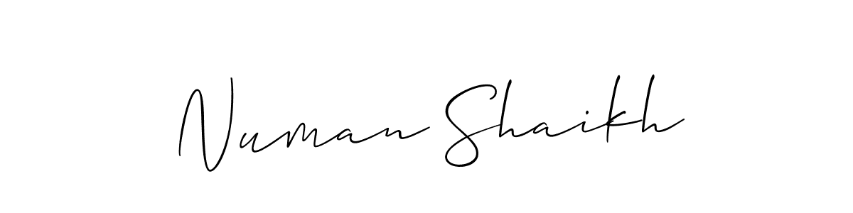 Also we have Numan Shaikh name is the best signature style. Create professional handwritten signature collection using Allison_Script autograph style. Numan Shaikh signature style 2 images and pictures png
