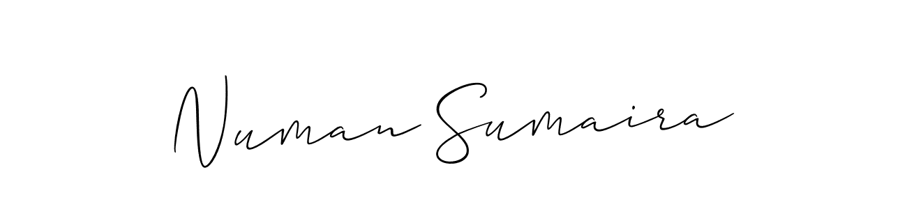 Make a beautiful signature design for name Numan Sumaira. With this signature (Allison_Script) style, you can create a handwritten signature for free. Numan Sumaira signature style 2 images and pictures png