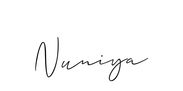 Make a beautiful signature design for name Nuniya. With this signature (Allison_Script) style, you can create a handwritten signature for free. Nuniya signature style 2 images and pictures png