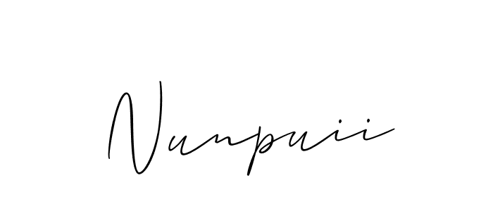 Also we have Nunpuii name is the best signature style. Create professional handwritten signature collection using Allison_Script autograph style. Nunpuii signature style 2 images and pictures png