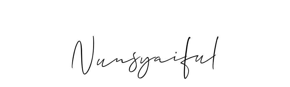 Create a beautiful signature design for name Nunsyaiful. With this signature (Allison_Script) fonts, you can make a handwritten signature for free. Nunsyaiful signature style 2 images and pictures png