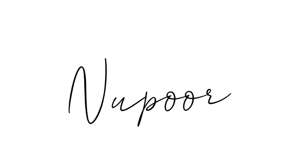 Use a signature maker to create a handwritten signature online. With this signature software, you can design (Allison_Script) your own signature for name Nupoor. Nupoor signature style 2 images and pictures png