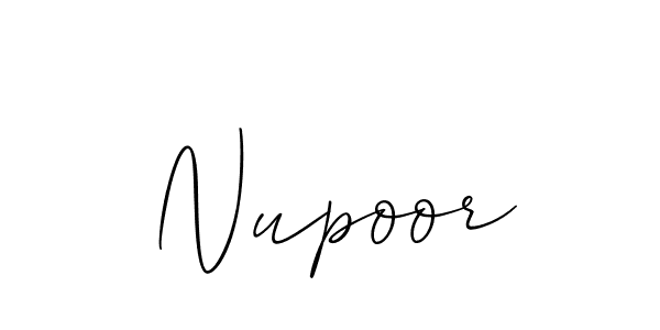 Use a signature maker to create a handwritten signature online. With this signature software, you can design (Allison_Script) your own signature for name Nupoor. Nupoor signature style 2 images and pictures png