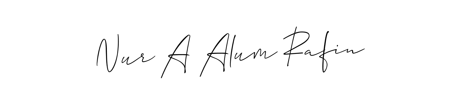 Make a short Nur A Alum Rafin signature style. Manage your documents anywhere anytime using Allison_Script. Create and add eSignatures, submit forms, share and send files easily. Nur A Alum Rafin signature style 2 images and pictures png