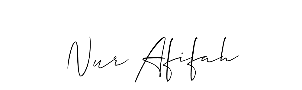 The best way (Allison_Script) to make a short signature is to pick only two or three words in your name. The name Nur Afifah include a total of six letters. For converting this name. Nur Afifah signature style 2 images and pictures png