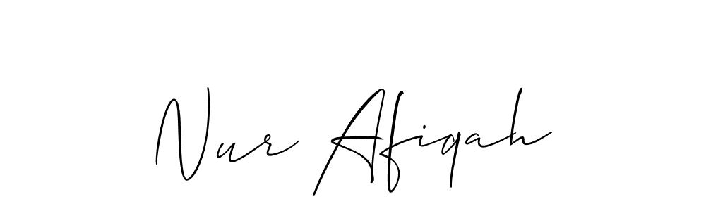 Also You can easily find your signature by using the search form. We will create Nur Afiqah name handwritten signature images for you free of cost using Allison_Script sign style. Nur Afiqah signature style 2 images and pictures png