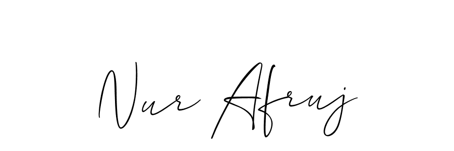 The best way (Allison_Script) to make a short signature is to pick only two or three words in your name. The name Nur Afruj include a total of six letters. For converting this name. Nur Afruj signature style 2 images and pictures png
