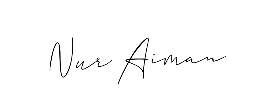 Also You can easily find your signature by using the search form. We will create Nur Aiman name handwritten signature images for you free of cost using Allison_Script sign style. Nur Aiman signature style 2 images and pictures png