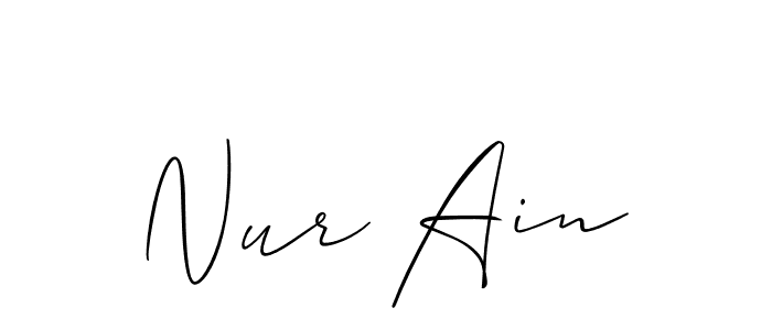 Create a beautiful signature design for name Nur Ain. With this signature (Allison_Script) fonts, you can make a handwritten signature for free. Nur Ain signature style 2 images and pictures png
