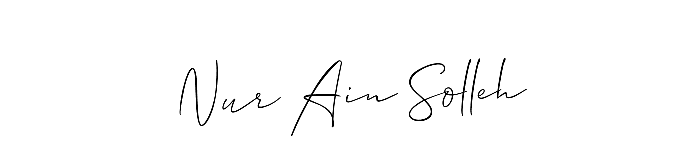 Make a beautiful signature design for name Nur Ain Solleh. With this signature (Allison_Script) style, you can create a handwritten signature for free. Nur Ain Solleh signature style 2 images and pictures png