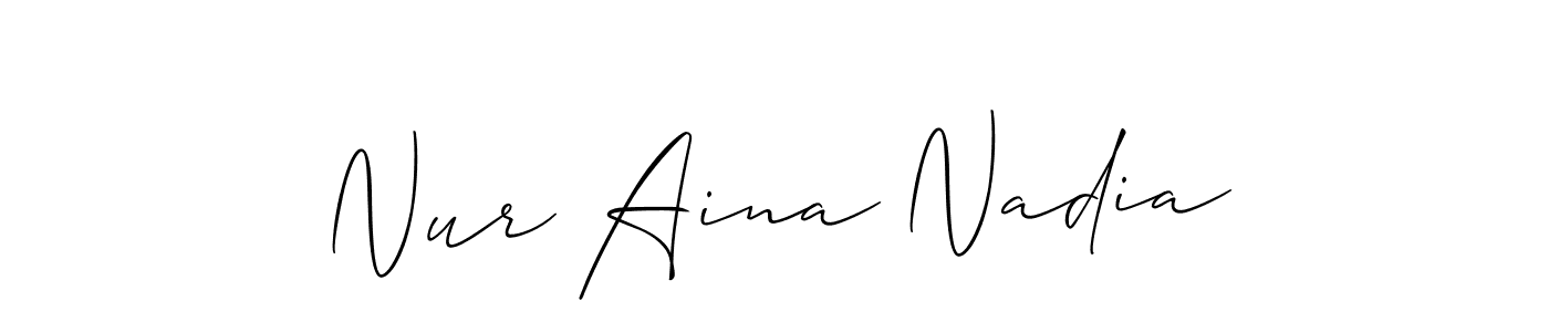 Also we have Nur Aina Nadia name is the best signature style. Create professional handwritten signature collection using Allison_Script autograph style. Nur Aina Nadia signature style 2 images and pictures png