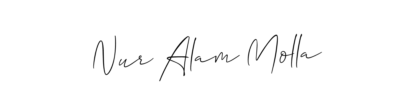 How to make Nur Alam Molla name signature. Use Allison_Script style for creating short signs online. This is the latest handwritten sign. Nur Alam Molla signature style 2 images and pictures png