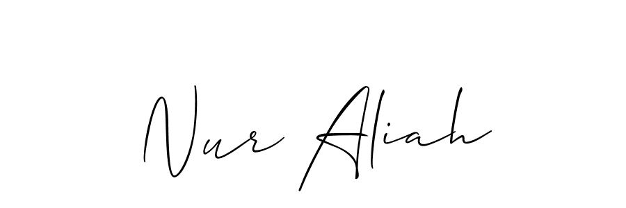 Use a signature maker to create a handwritten signature online. With this signature software, you can design (Allison_Script) your own signature for name Nur Aliah. Nur Aliah signature style 2 images and pictures png