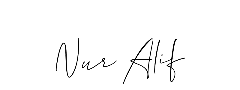 Allison_Script is a professional signature style that is perfect for those who want to add a touch of class to their signature. It is also a great choice for those who want to make their signature more unique. Get Nur Alif name to fancy signature for free. Nur Alif signature style 2 images and pictures png