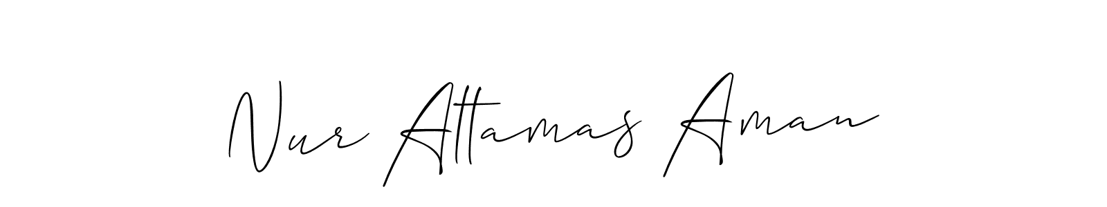 This is the best signature style for the Nur Altamas Aman name. Also you like these signature font (Allison_Script). Mix name signature. Nur Altamas Aman signature style 2 images and pictures png