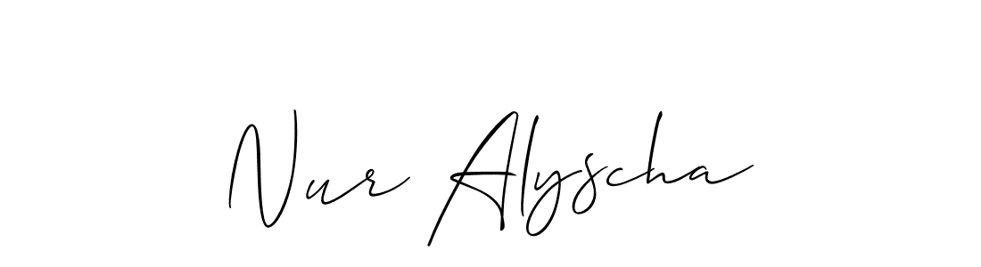 It looks lik you need a new signature style for name Nur Alyscha. Design unique handwritten (Allison_Script) signature with our free signature maker in just a few clicks. Nur Alyscha signature style 2 images and pictures png