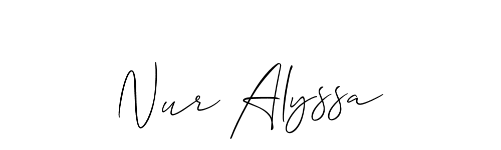 You should practise on your own different ways (Allison_Script) to write your name (Nur Alyssa) in signature. don't let someone else do it for you. Nur Alyssa signature style 2 images and pictures png