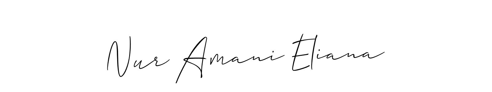 How to make Nur Amani Eliana name signature. Use Allison_Script style for creating short signs online. This is the latest handwritten sign. Nur Amani Eliana signature style 2 images and pictures png