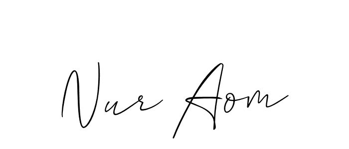 The best way (Allison_Script) to make a short signature is to pick only two or three words in your name. The name Nur Aom include a total of six letters. For converting this name. Nur Aom signature style 2 images and pictures png