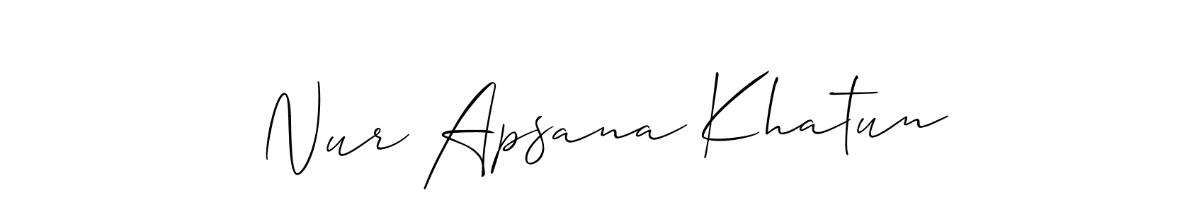 It looks lik you need a new signature style for name Nur Apsana Khatun. Design unique handwritten (Allison_Script) signature with our free signature maker in just a few clicks. Nur Apsana Khatun signature style 2 images and pictures png