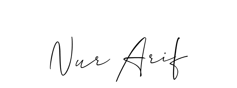 Make a short Nur Arif signature style. Manage your documents anywhere anytime using Allison_Script. Create and add eSignatures, submit forms, share and send files easily. Nur Arif signature style 2 images and pictures png