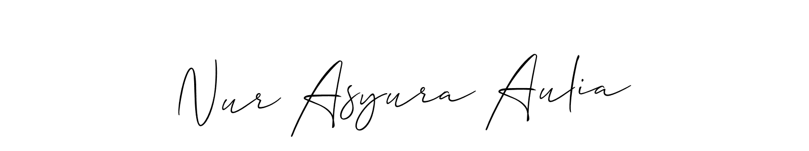 How to make Nur Asyura Aulia name signature. Use Allison_Script style for creating short signs online. This is the latest handwritten sign. Nur Asyura Aulia signature style 2 images and pictures png