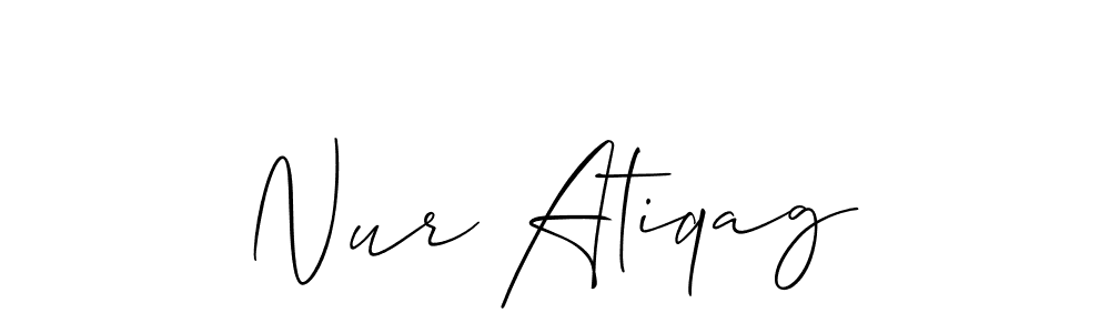 Also we have Nur Atiqag name is the best signature style. Create professional handwritten signature collection using Allison_Script autograph style. Nur Atiqag signature style 2 images and pictures png