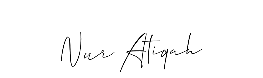 Similarly Allison_Script is the best handwritten signature design. Signature creator online .You can use it as an online autograph creator for name Nur Atiqah. Nur Atiqah signature style 2 images and pictures png