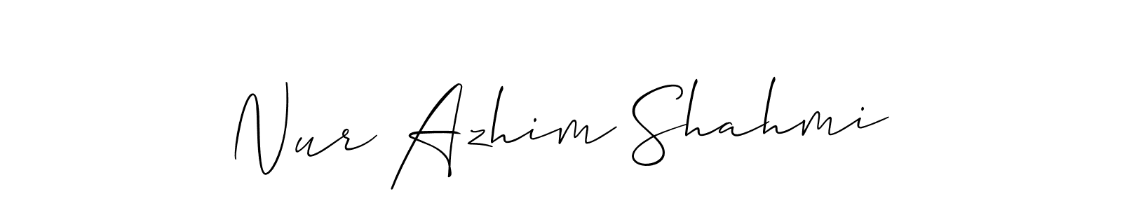 Create a beautiful signature design for name Nur Azhim Shahmi. With this signature (Allison_Script) fonts, you can make a handwritten signature for free. Nur Azhim Shahmi signature style 2 images and pictures png