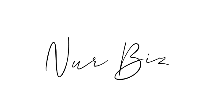 The best way (Allison_Script) to make a short signature is to pick only two or three words in your name. The name Nur Biz include a total of six letters. For converting this name. Nur Biz signature style 2 images and pictures png