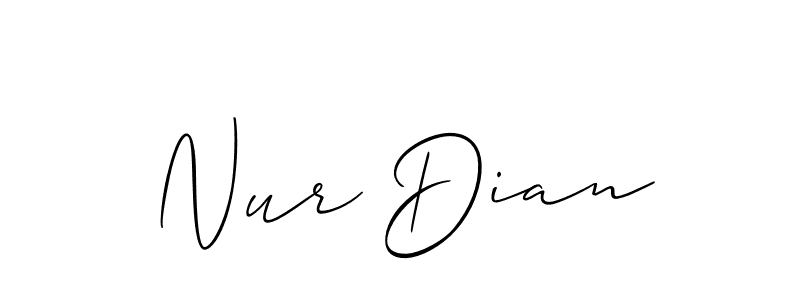 Use a signature maker to create a handwritten signature online. With this signature software, you can design (Allison_Script) your own signature for name Nur Dian. Nur Dian signature style 2 images and pictures png