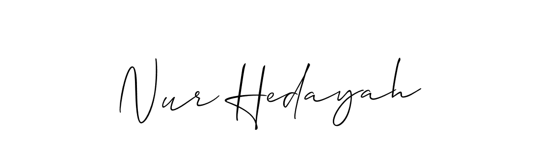 Make a beautiful signature design for name Nur Hedayah. With this signature (Allison_Script) style, you can create a handwritten signature for free. Nur Hedayah signature style 2 images and pictures png