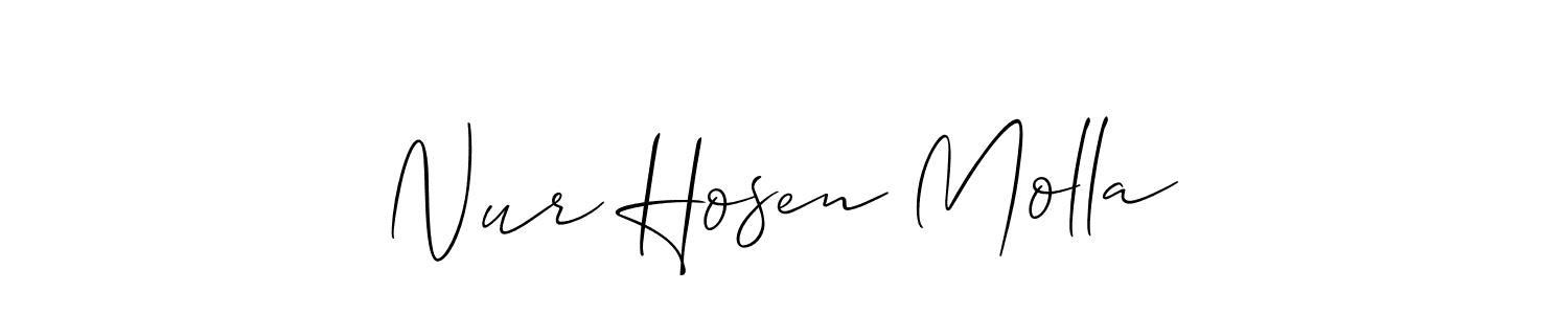 Create a beautiful signature design for name Nur Hosen Molla. With this signature (Allison_Script) fonts, you can make a handwritten signature for free. Nur Hosen Molla signature style 2 images and pictures png