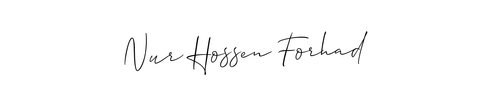 Create a beautiful signature design for name Nur Hossen Forhad. With this signature (Allison_Script) fonts, you can make a handwritten signature for free. Nur Hossen Forhad signature style 2 images and pictures png