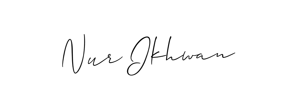 The best way (Allison_Script) to make a short signature is to pick only two or three words in your name. The name Nur Ikhwan include a total of six letters. For converting this name. Nur Ikhwan signature style 2 images and pictures png